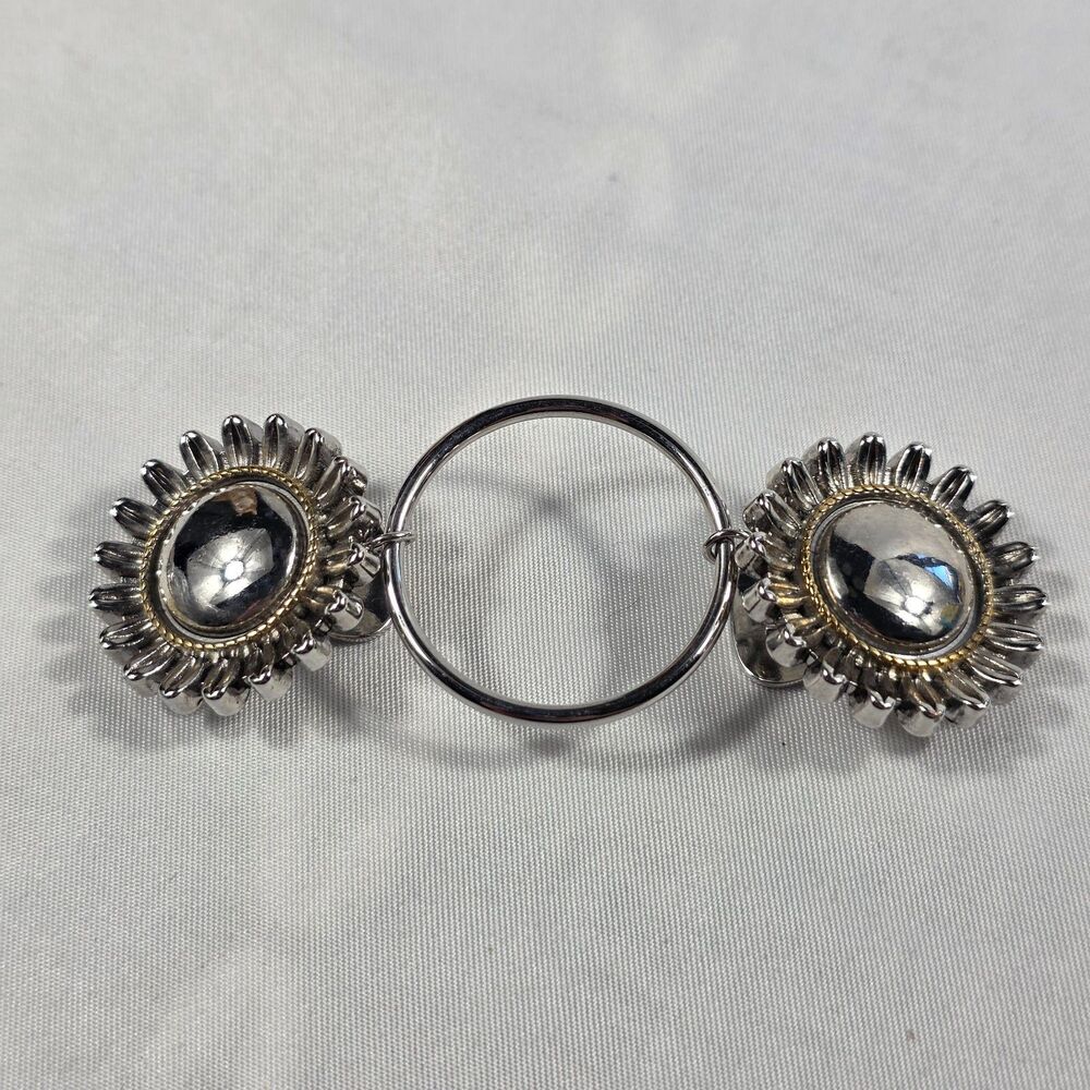 Sunflower Cardigan Clip 3-Way Fashion Fastener Silver Tone Sweater Eyeglass Hold